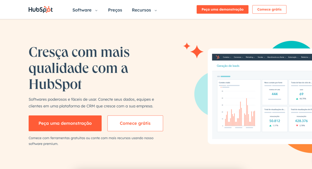 p&aacute;gina inicial do hubspot crm