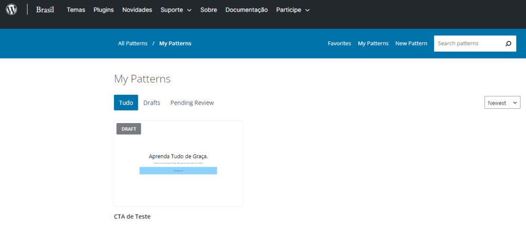 P&aacute;gina de acesso aos padr&otilde;es salvos