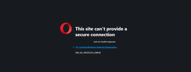 Mensagem de erro ERR_SSL_PROTOCOL_ERROR_ no Opera