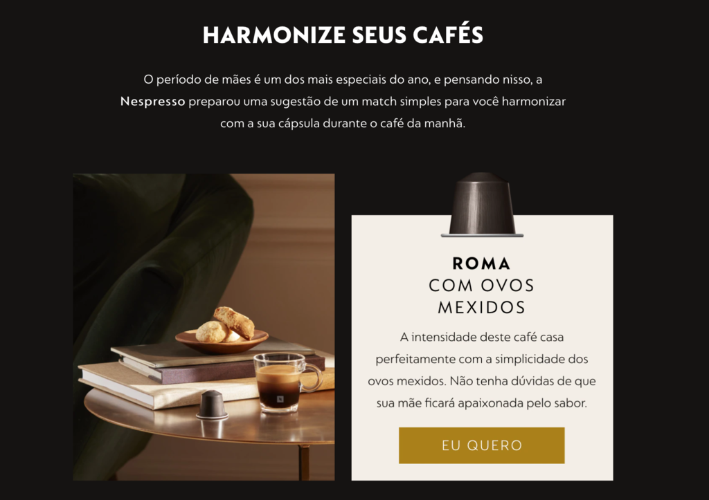 email da nespresso com dicas de harmoniza&ccedil;&atilde;o de caf&eacute;s