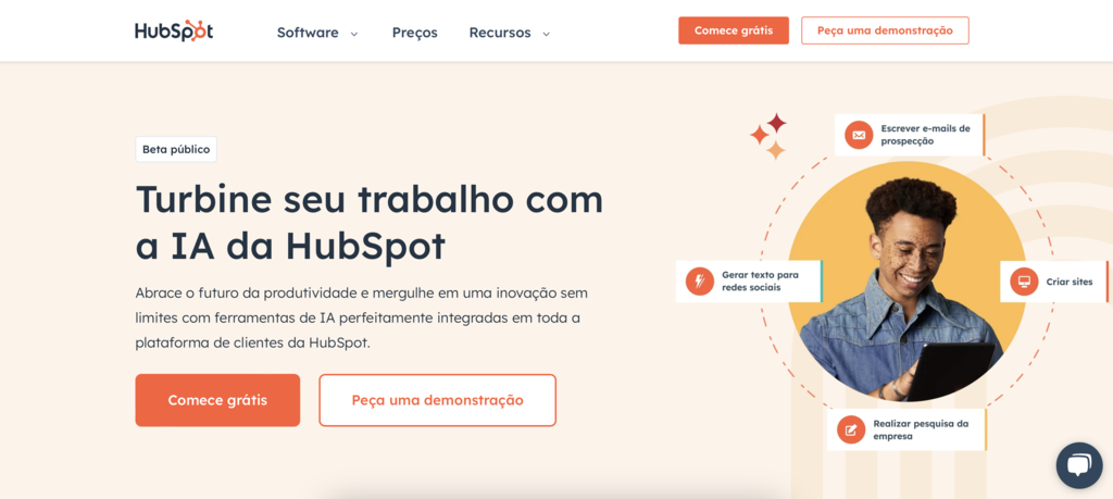 gerador de conte&uacute;do IA da hubspot