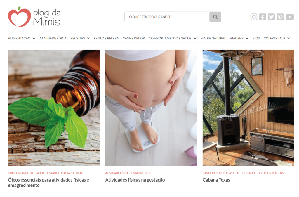 p&aacute;gina inicial do blog da mimis