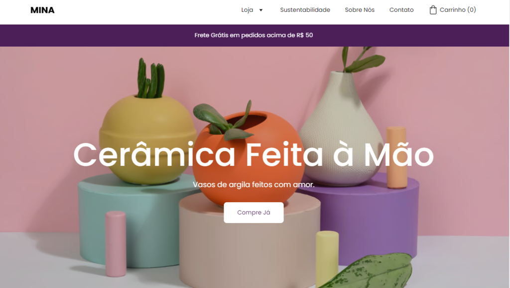 exemplo de loja virtual criada no criador de sites da hostinger