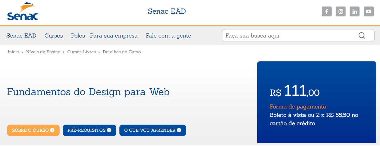 fundamentos de design para web - curso senac