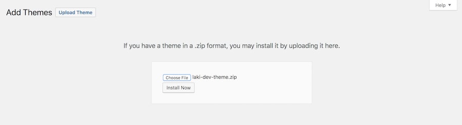 Upload do tema do WordPress