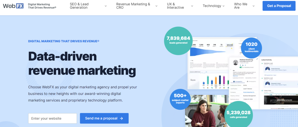 Página inicial da WebFX