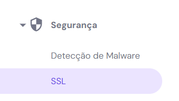 Se&ccedil;&atilde;o Seguran&ccedil;a com SSL destacado no hPanel