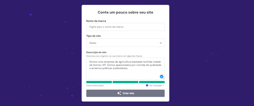 criador de sites com ia da hostinger com descri&ccedil;&atilde;o de site
