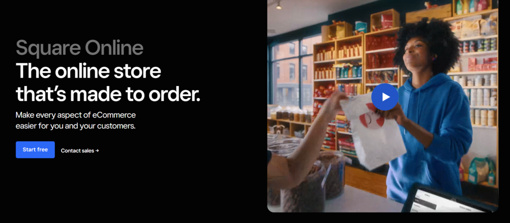 p&aacute;gina inicial do square online, uma das melhores plataformas de ecommerce