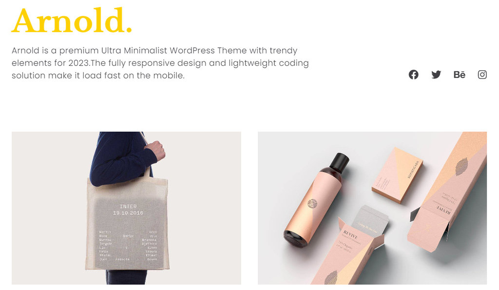 fa&ccedil;a um portf&oacute;lio no WordPress com o tema pago Arnold