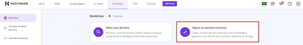 migrando dom&iacute;nio via hpanel