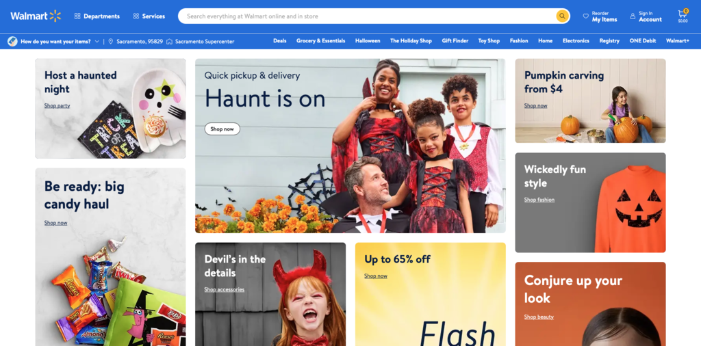 página inicial do site da walmart