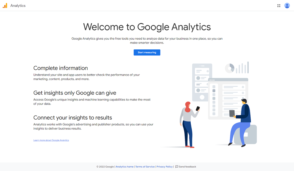 P&aacute;gina inicial do Google Analytics