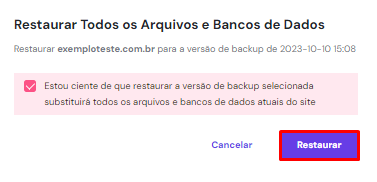 Confirmando a restauração