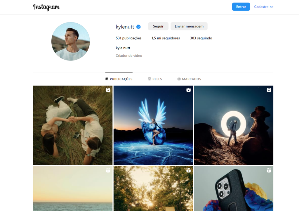 instagram do fot&oacute;grafo kyle nutt