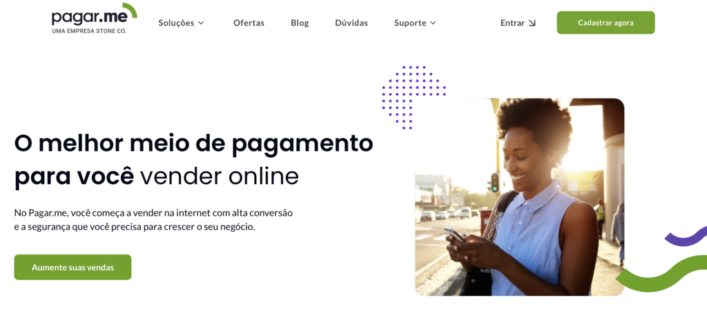 p&aacute;gina inicial do gateway de pagamento pagar.me