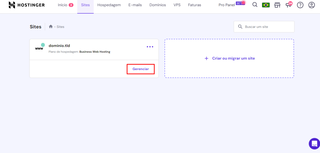 Como acessar a integração do PageSpeed Insights no hPanel