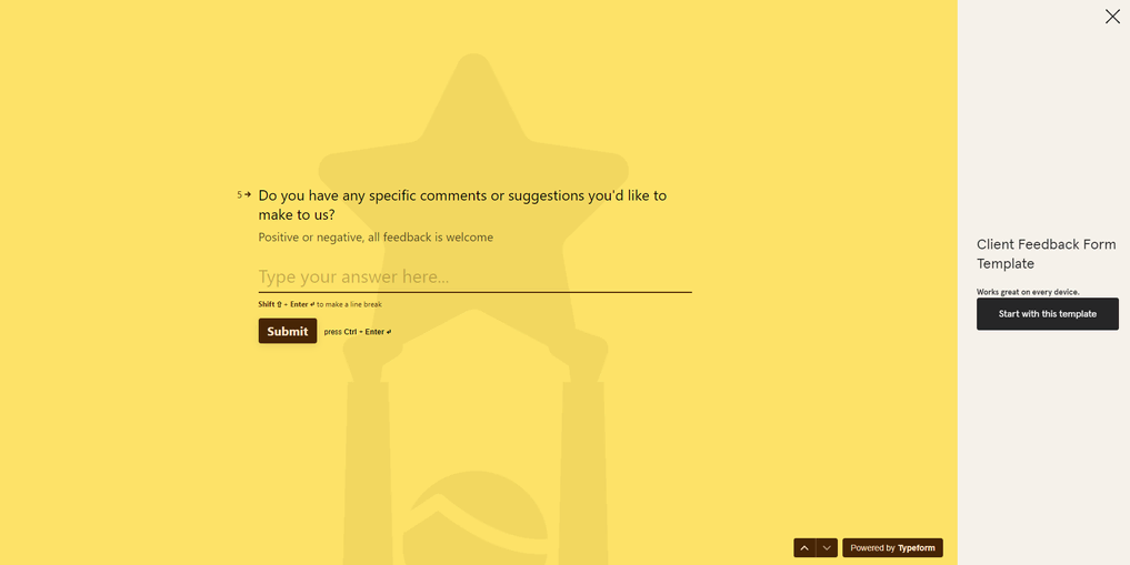 formul&aacute;rio de pesquisa de satisfa&ccedil;&atilde;o no typeform