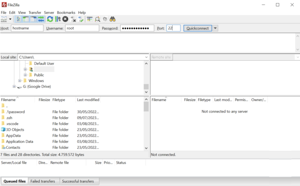 conectando vps ao filezilla