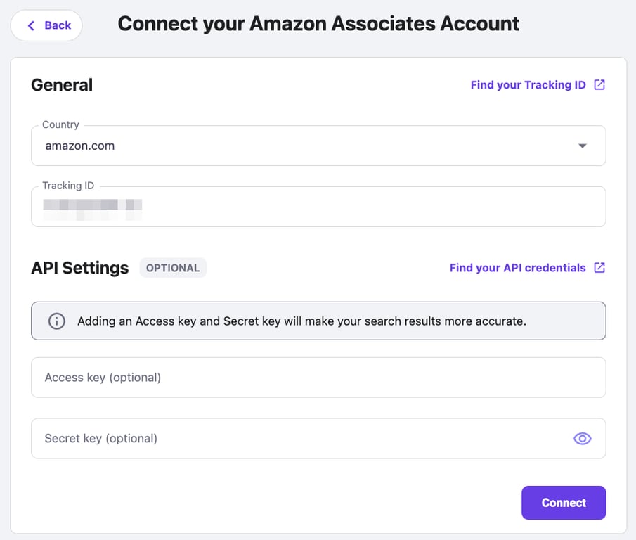 configura&ccedil;&otilde;es do plugin conector de afiliado Amazon da hostinger