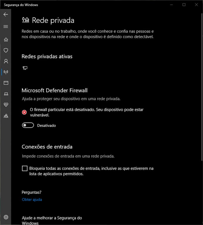 desativar firewall no windows