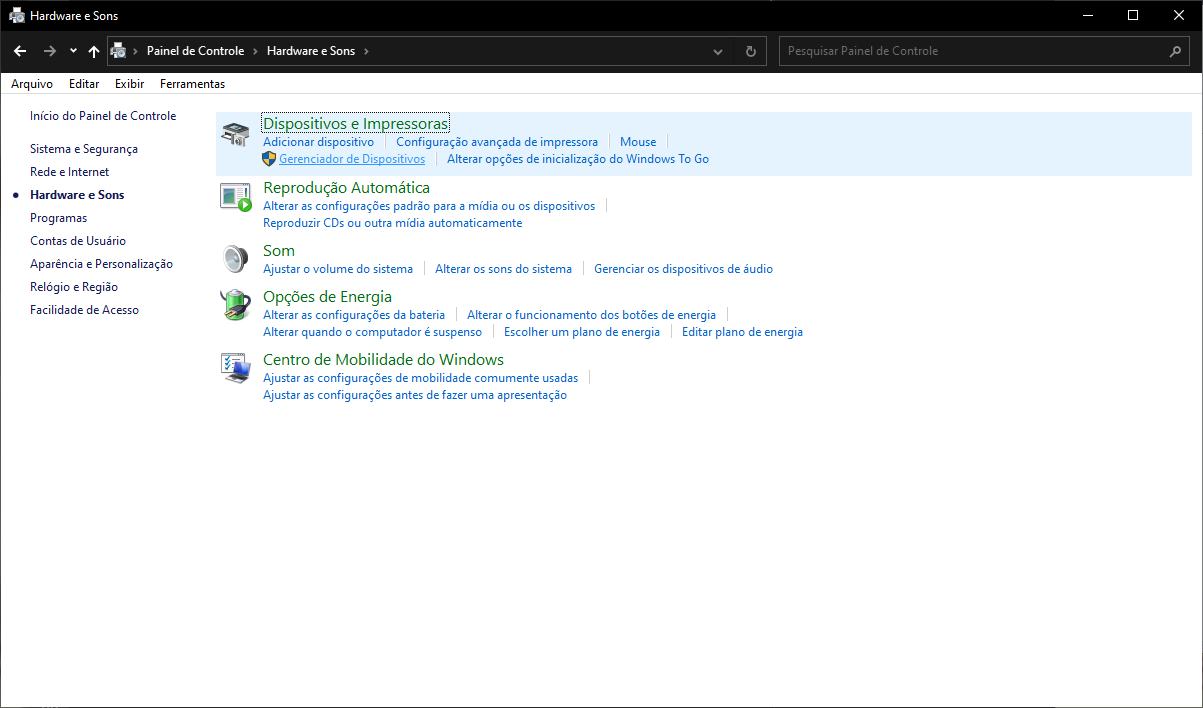 gerenciador de dispositivos do windows