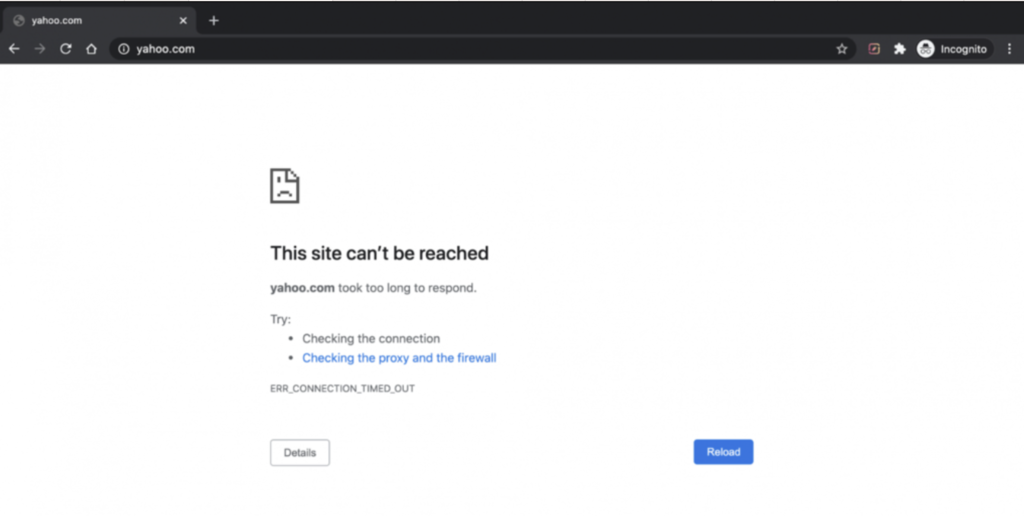 erro ERR_CONNECTION_TIMED_OUT no chrome