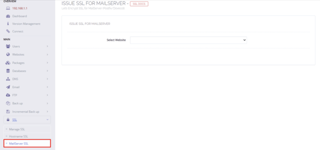 configurando ssl em mailserver no cyberpanel