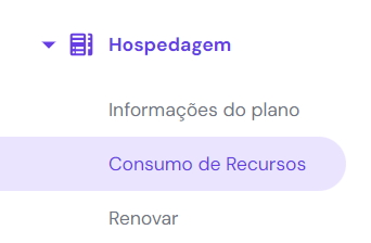 O botão Consumo de Recursos no hPanel