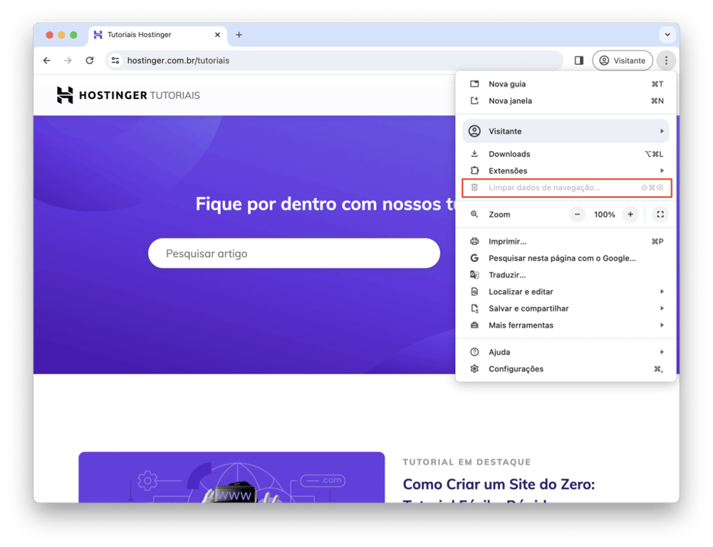 limpar dados de navega&ccedil;&atilde;o no google chrome