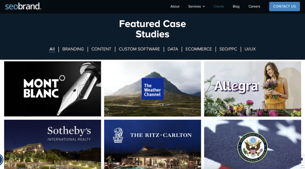 p&aacute;gina inicial da ag&ecirc;ncia seo brand