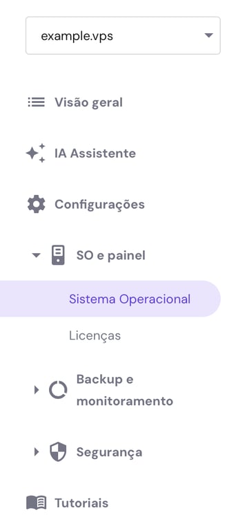 seção sistema operacional no hpanel (vps)