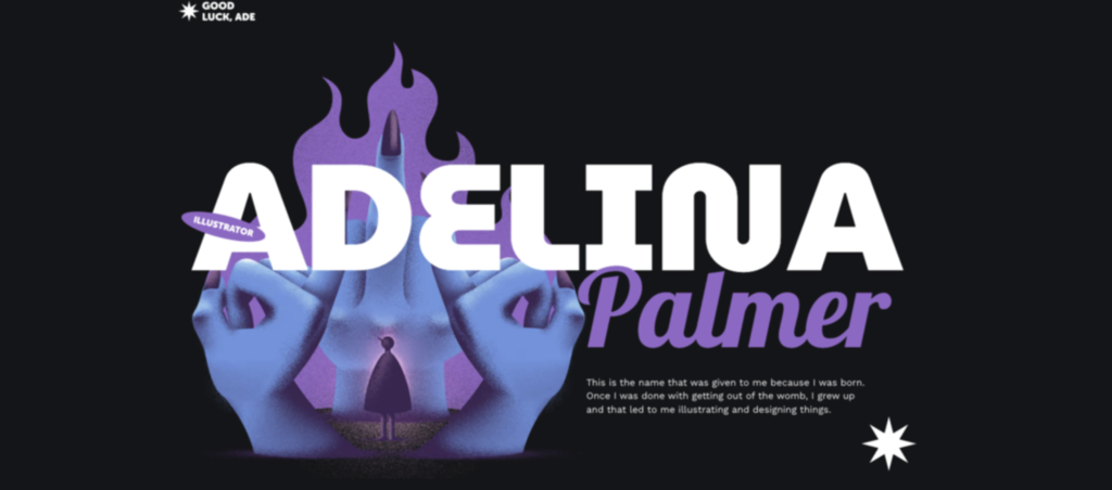 template Adelina palmer, dispon&iacute;vel no criador de sites da hostinger