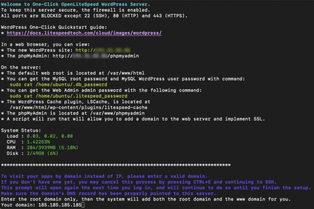 configurando openlitespeed no vps kvm da hostinger