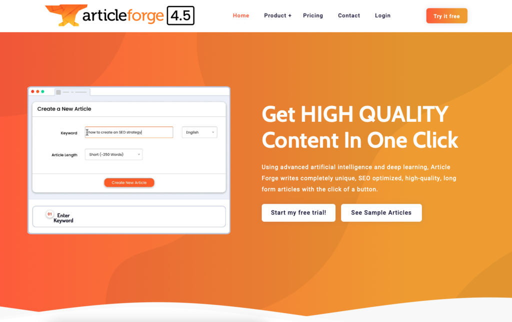 site da ferramenta de desenvolvimento web com ia articleforge