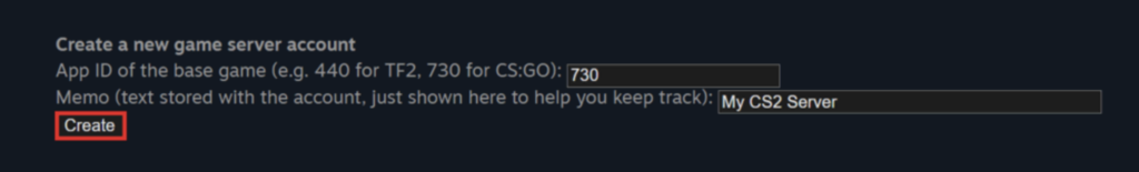 criando game server do cs2 no steam