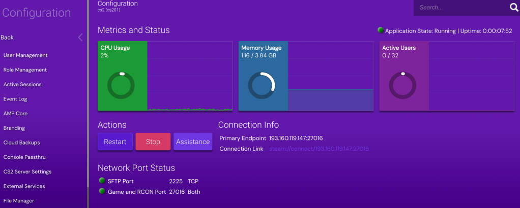 gerenciar servidor de cs2