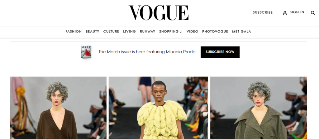 site oficial da vogue feito com wordpress