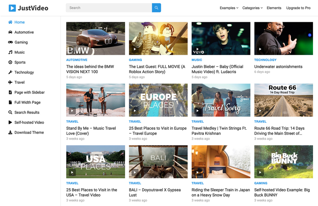 Tema wordpress JustVideo