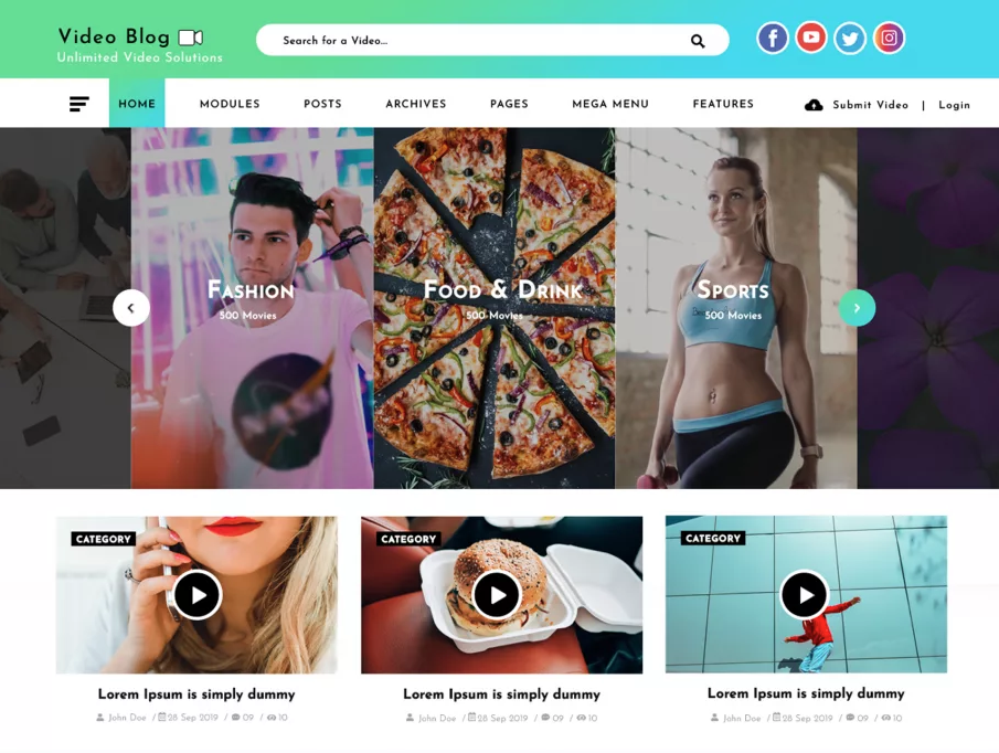 Tema Video Blog para WordPress