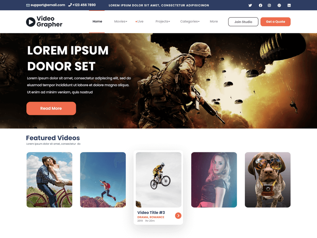 Template Videography para wordpress