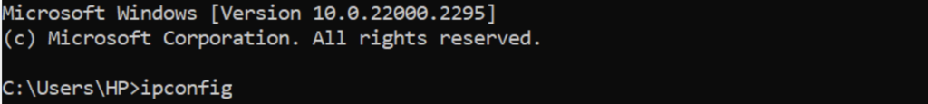 usando o comando ipconfig para verificar endere&ccedil;o IP do roteador no windows