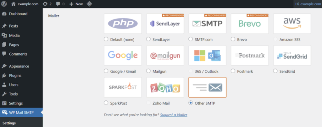 configura&ccedil;&otilde;es de email no plugin wp mail smtp