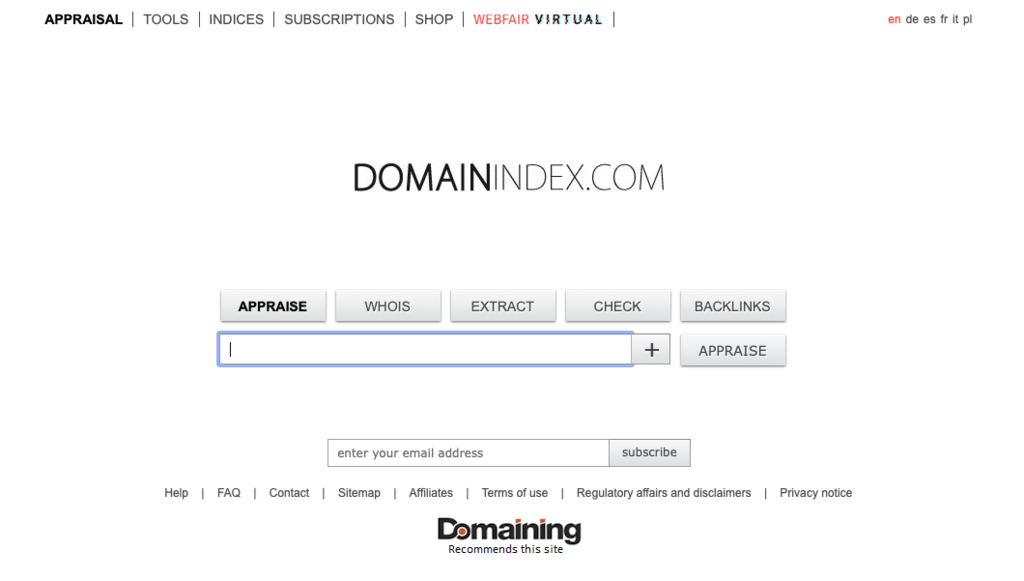 servi&ccedil;o de busca de dom&iacute;nios domainindex