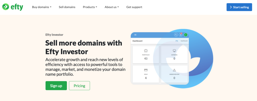 servi&ccedil;o de venda de dom&iacute;nios da efty