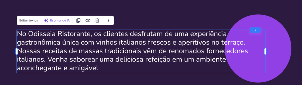 Exemplo de texto criado pelo gerador de conte&uacute;do com IA do Criador de sites da Hostinger