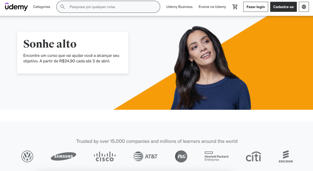 site com &aacute;rea de membros da udemy