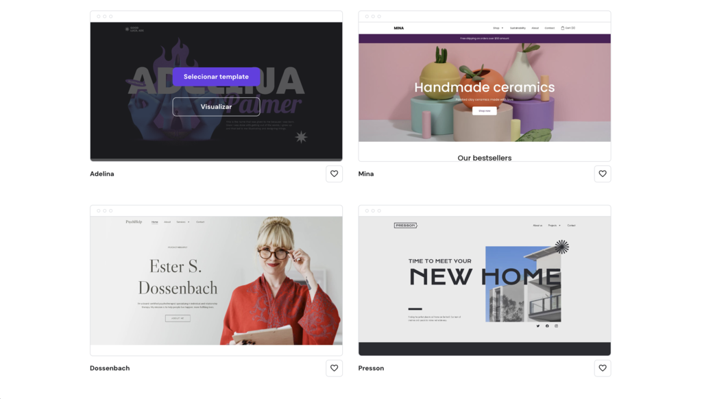 Galeria de Templates do Criador de Sites