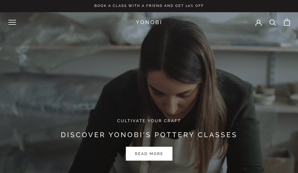 Exemplo de site minimalista sobre ceramica