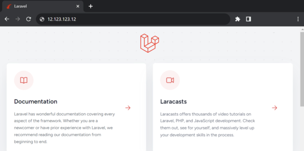 p&aacute;gina de boas-vindas do laravel